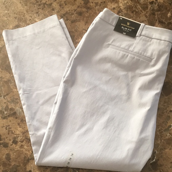 Women's Plus Worthington White Slim Fit Slim Leg Pants Size 22W NEW